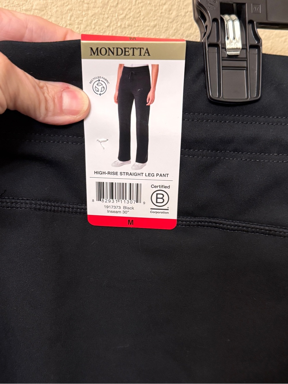Mondetta Black High Rise Straight Leg Active Tech Pants Womens L NWT - Picture 4 of 8